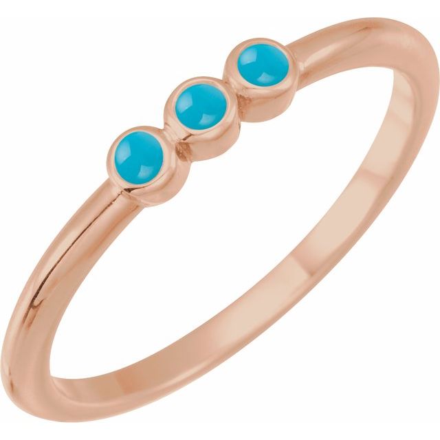 14K Rose Natural Turquoise Stackable Ring