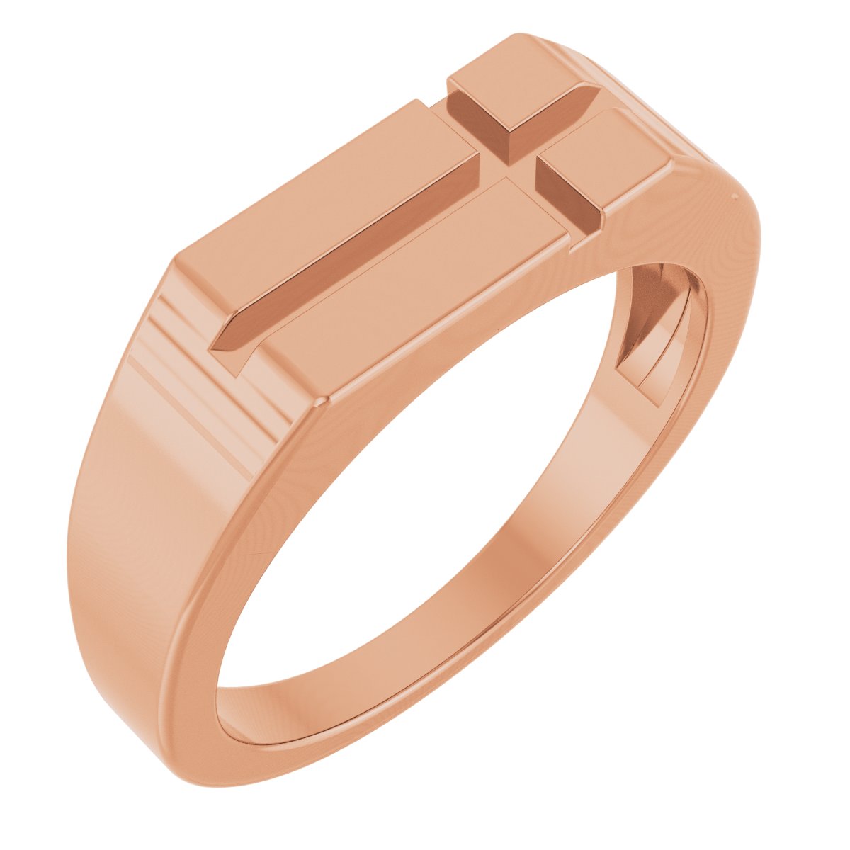 14K Rose Rectangle Cross Signet Ring Ref 22286968