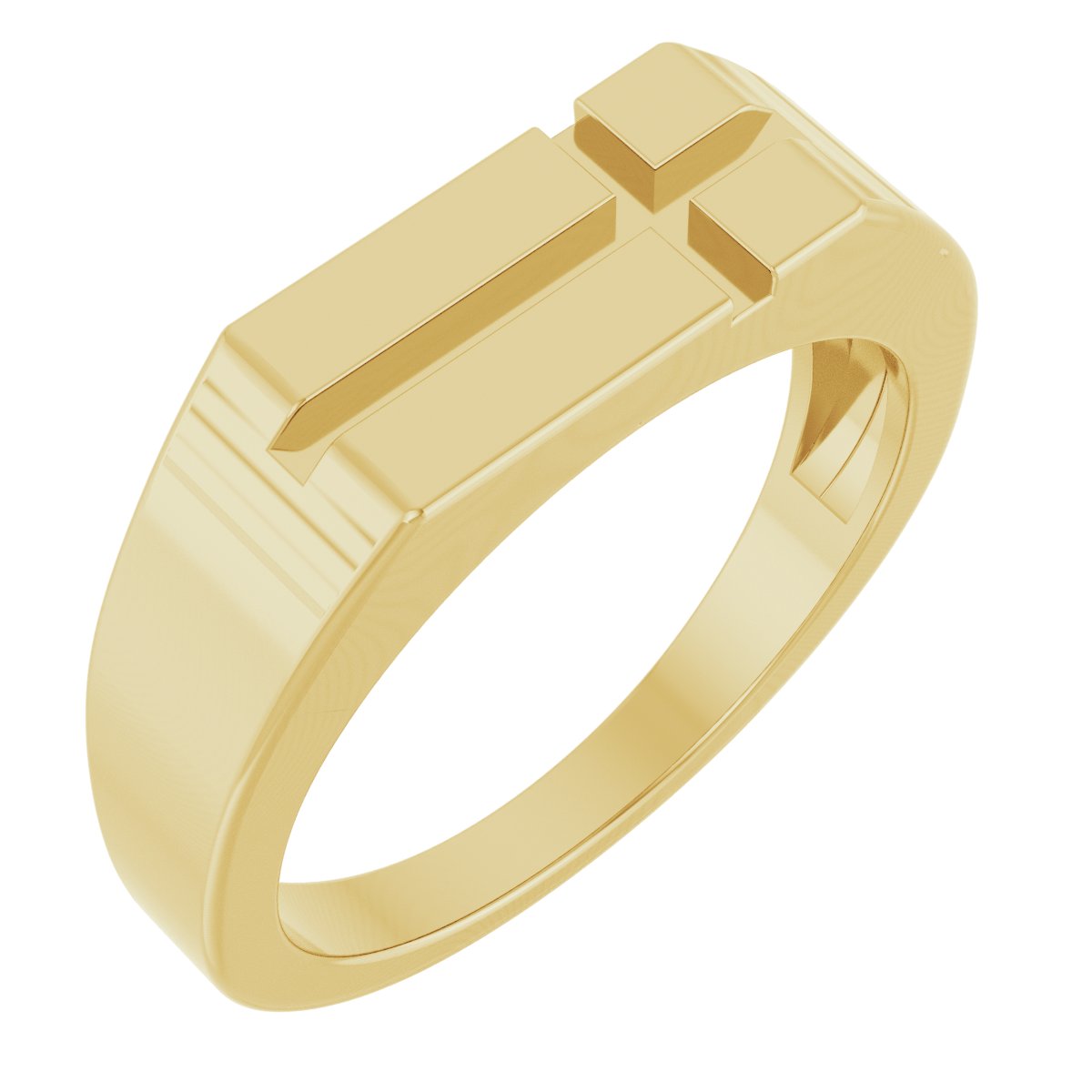 14K Yellow Rectangle Cross Signet Ring Ref 22286970