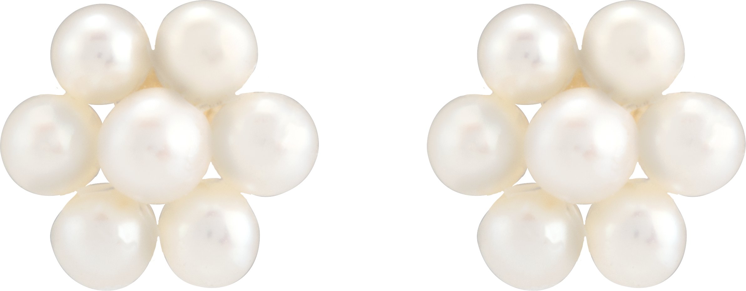 Alternative view of Cultured Freshwater Pearl Flower Earrings – 14K White Gold