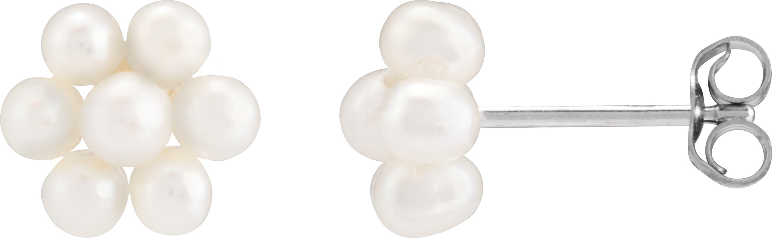 Cultured Freshwater Pearl Flower Earrings – 14K White Gold
