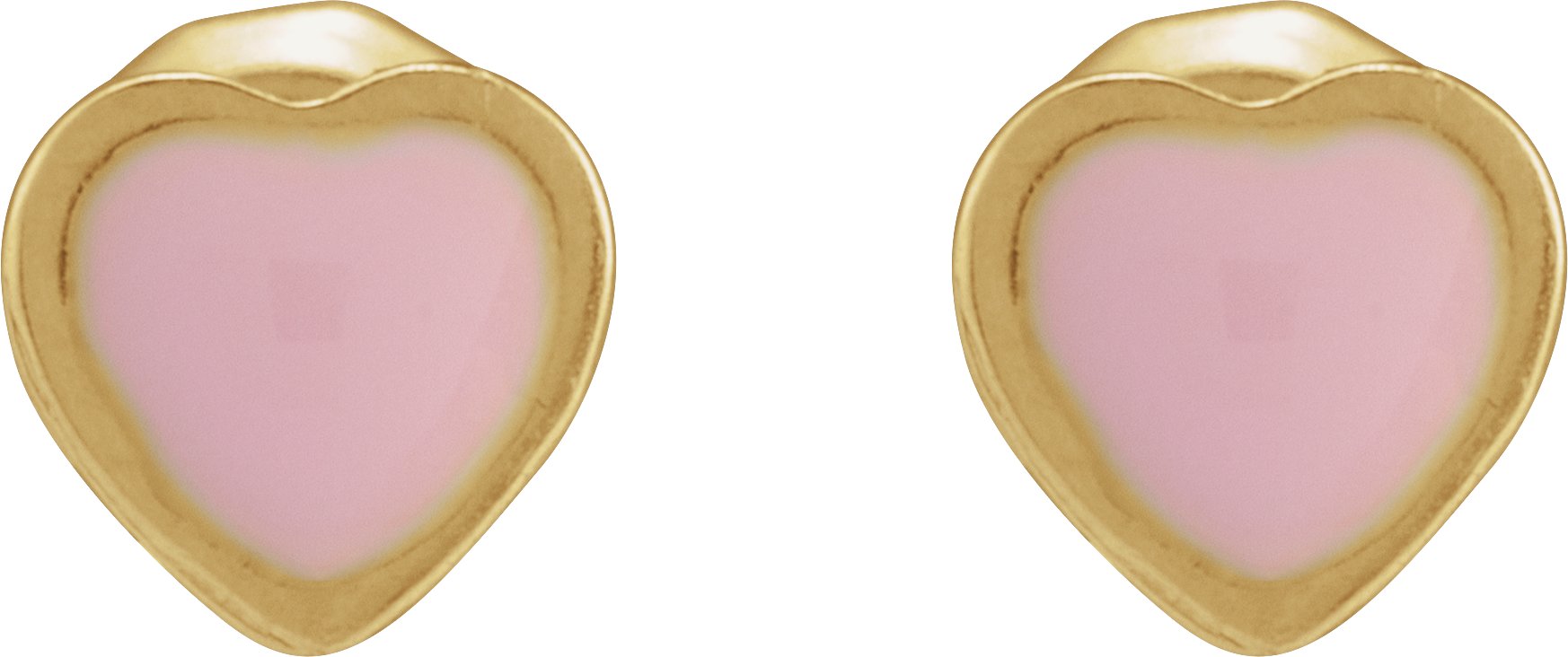 24K Yellow Gold-Plated Stainless Steel 5.1 mm Pink Enamel Heart Inverness® Piercing Earrings