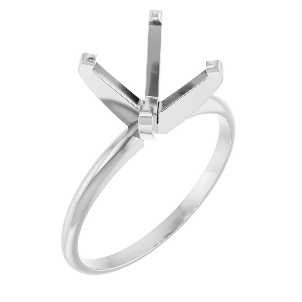 14K White 6.5 x 6.5 mm Square Ultra-Lightweight Solitaire Engagement Ring Mounting