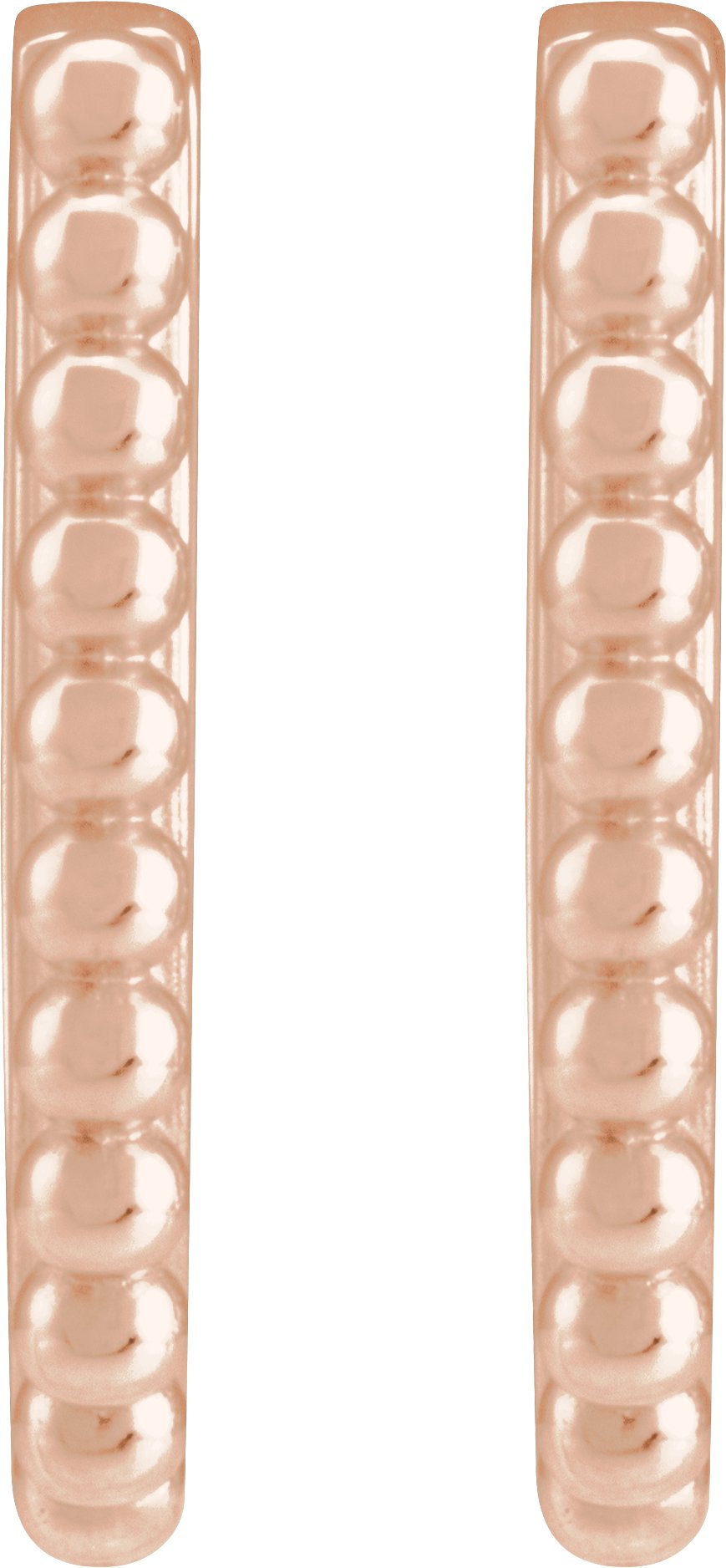 14K Rose Beaded 15 mm Hoop Earrings