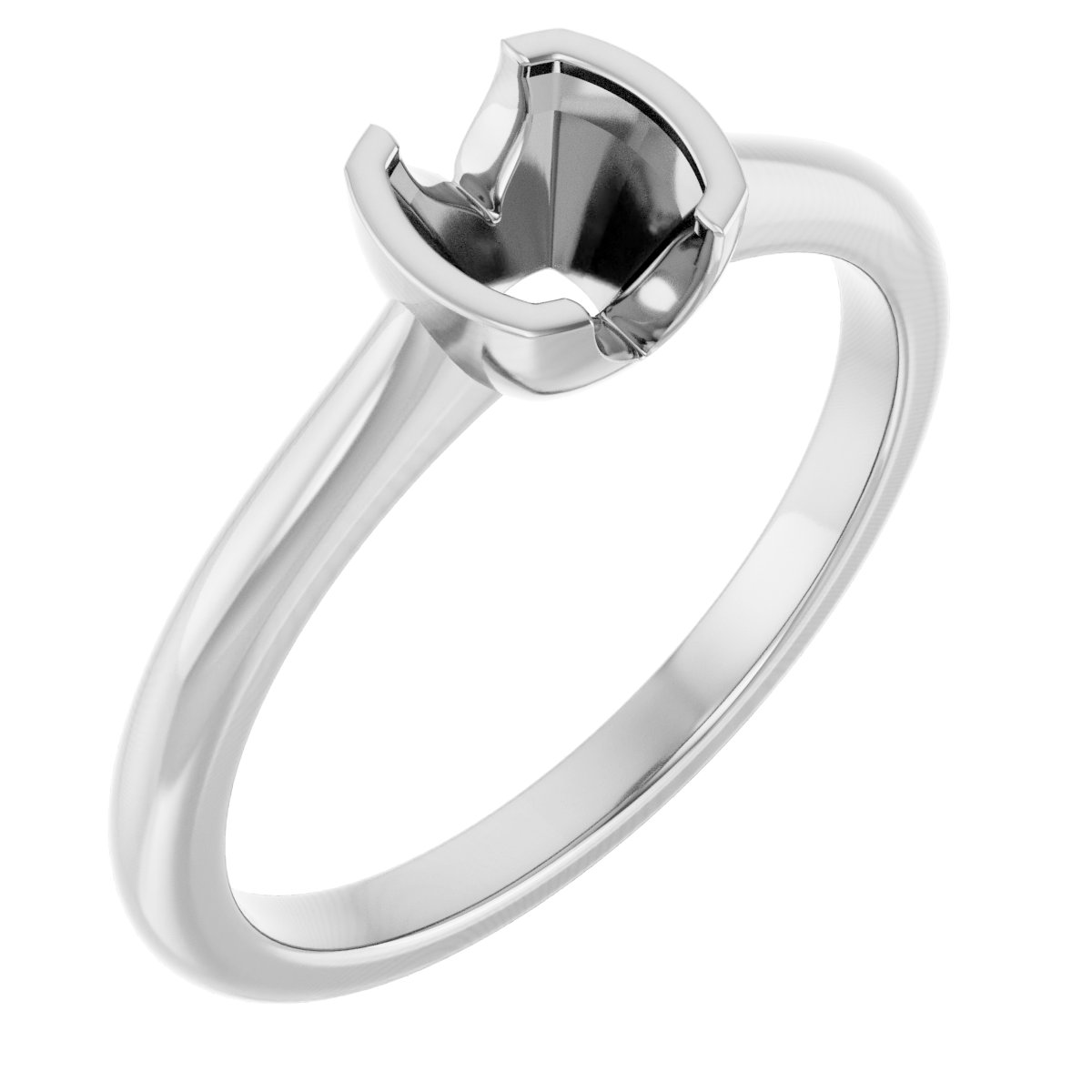 14K White 5x5 mm Cushion Solitaire Engagement Ring Mounting