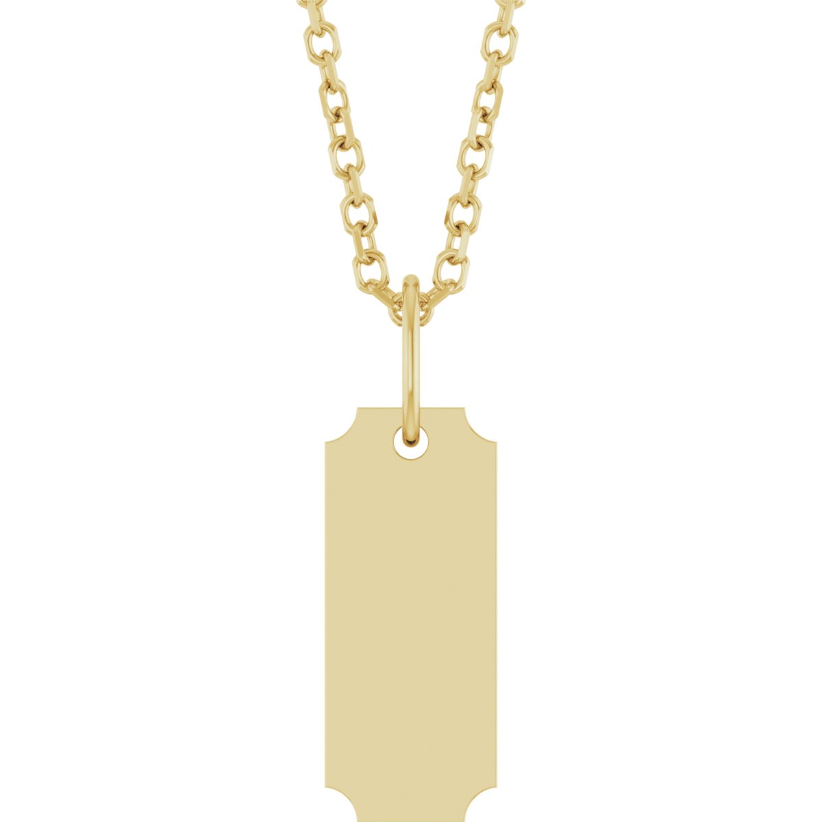 14K Yellow Engravable Dog Tag 16-18" Necklace