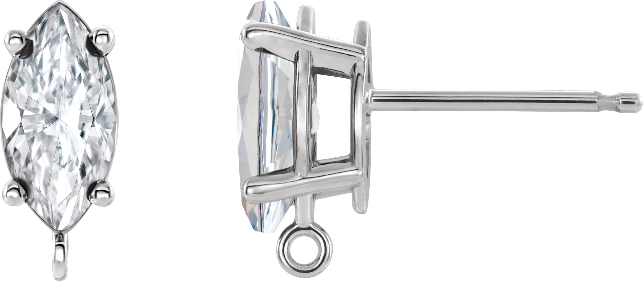 Platinum 1/4 CT Natural Diamond Earring Top 