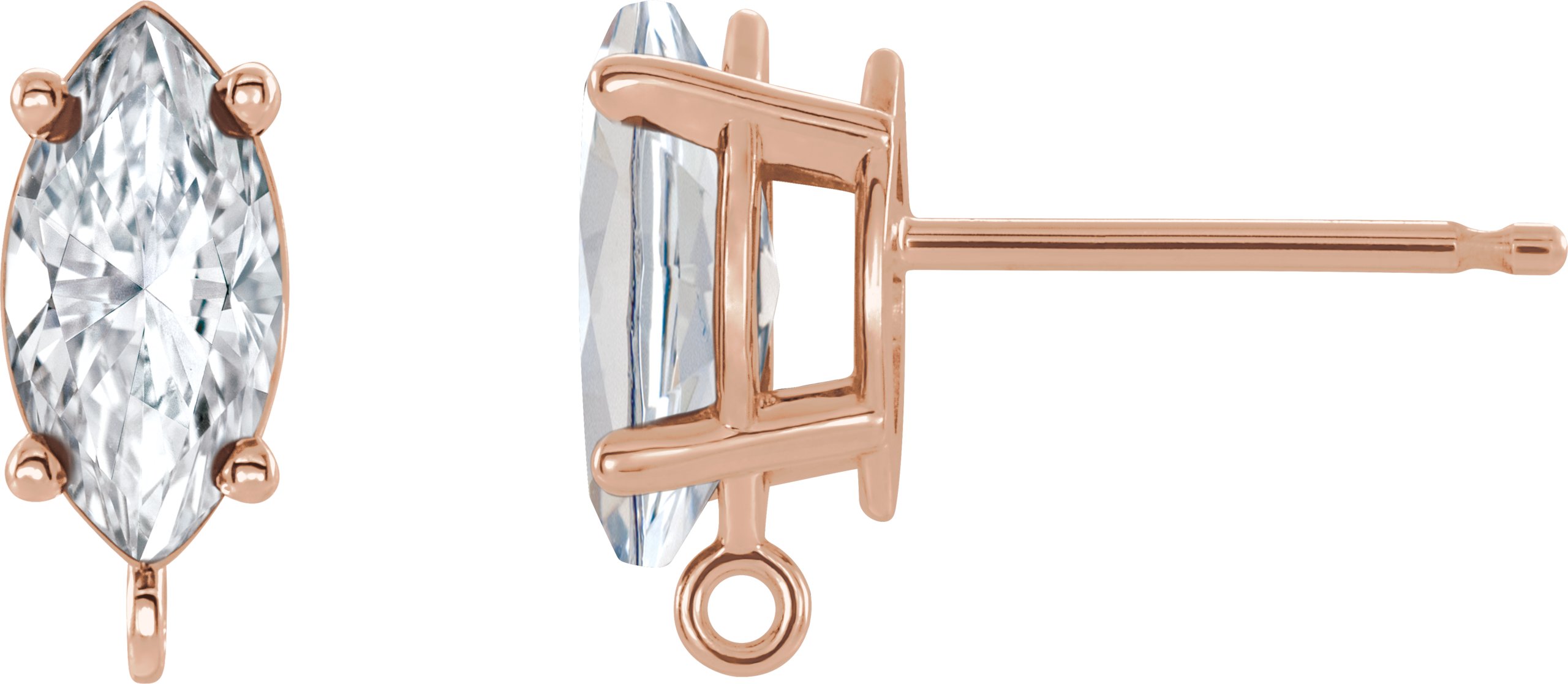 14K Rose 1/4 CT Natural Diamond Earring Top 