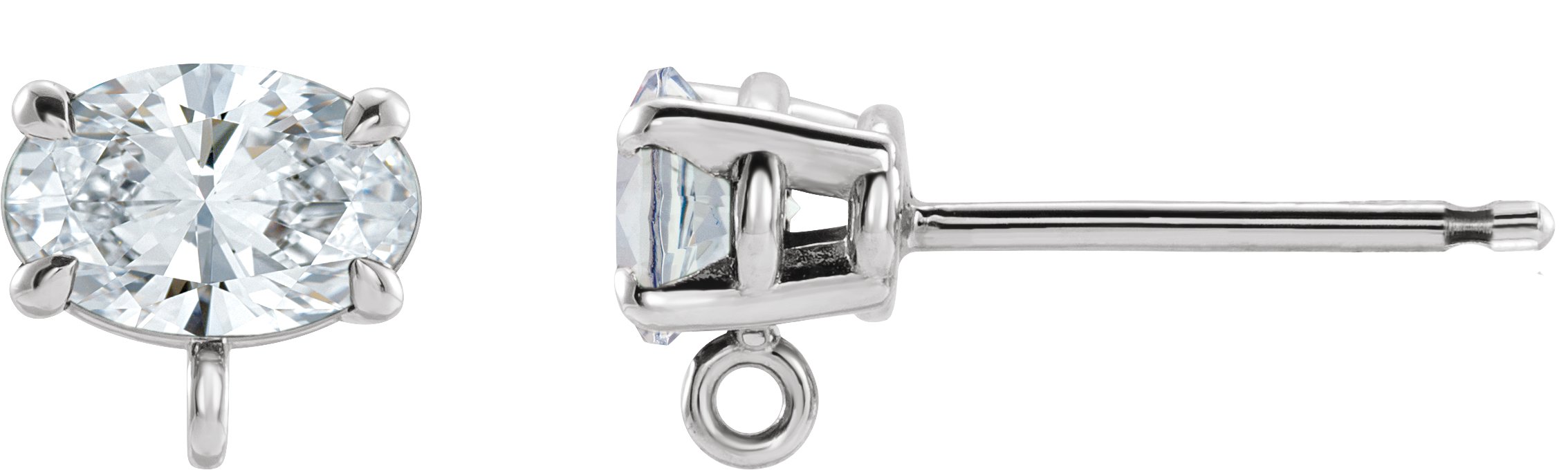Oval 4-Prong Claw Earring Top