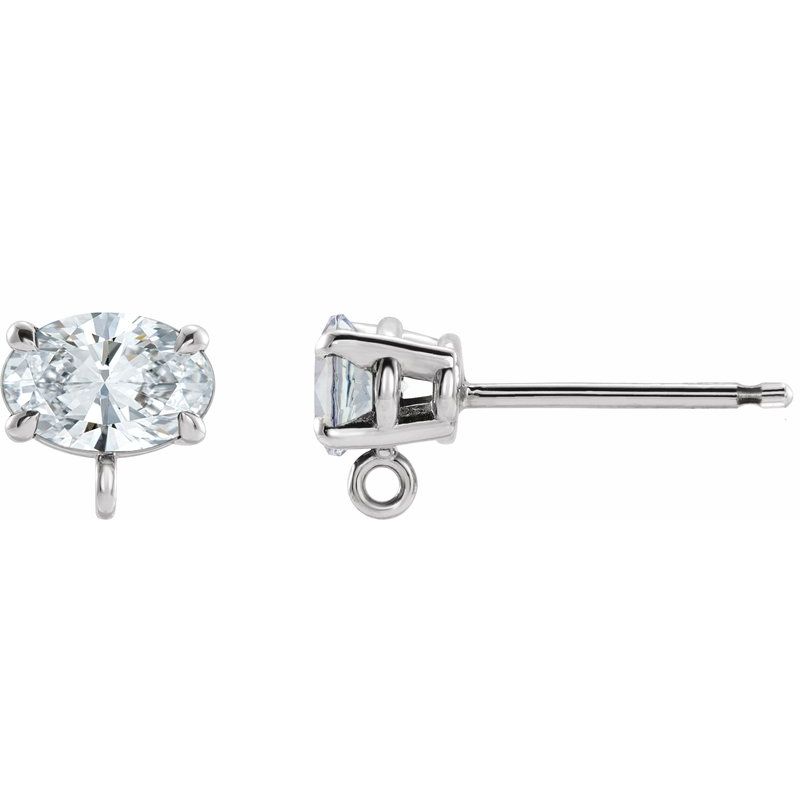 Oval 4-Prong Claw Earring Top