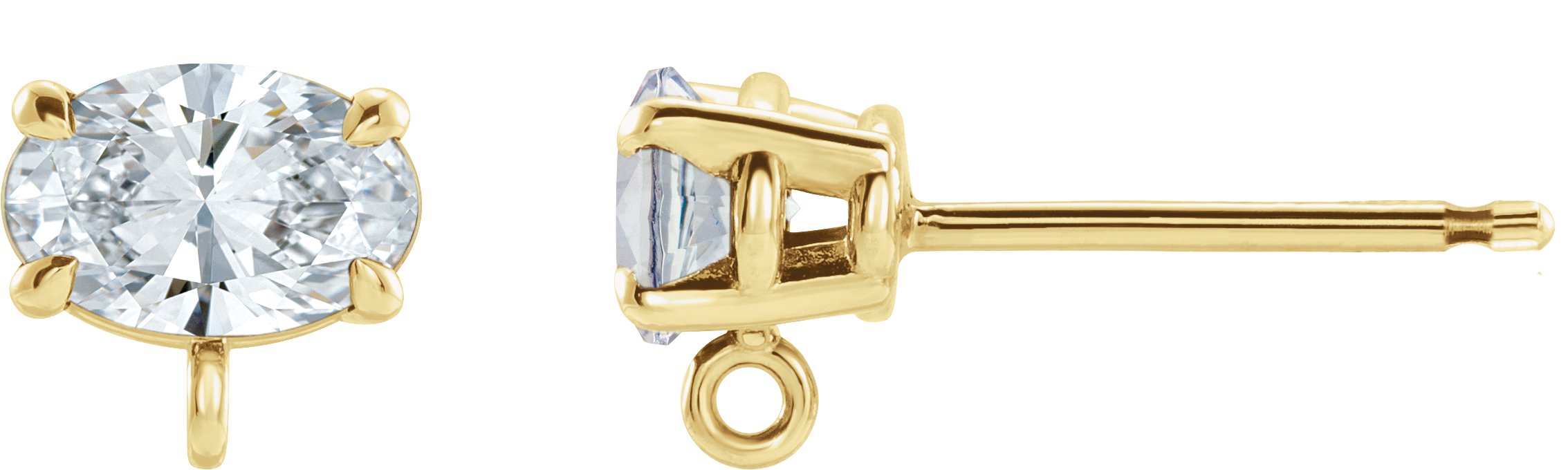 Oval 4-Prong Claw Earring Top