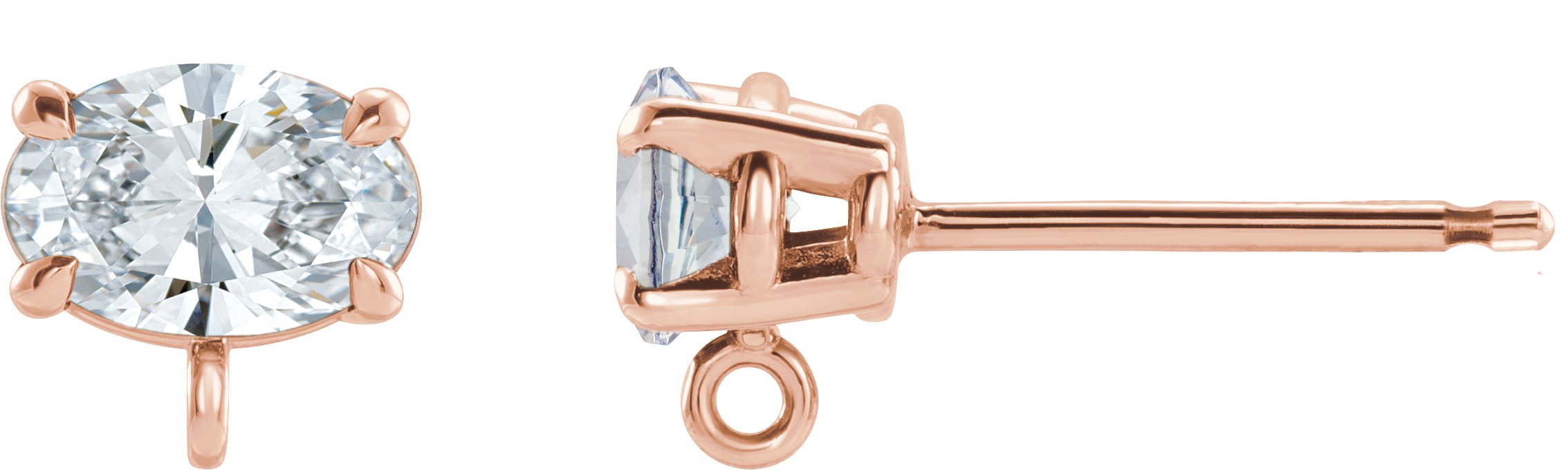 Oval 4-Prong Claw Earring Top