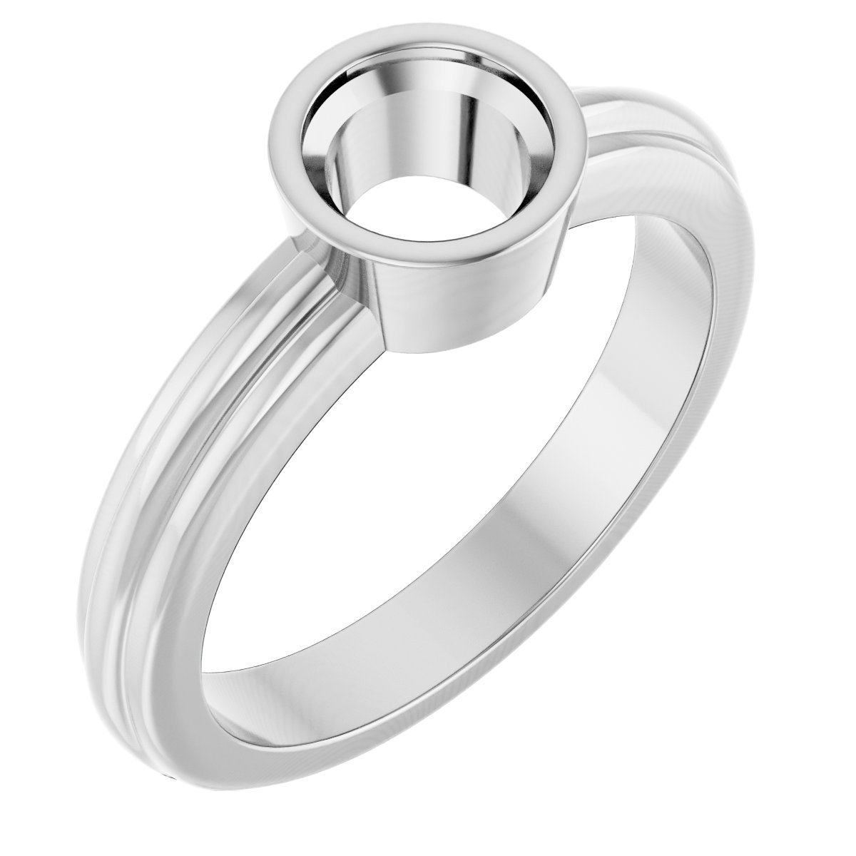 14K White 5.8 mm Round Ring Mounting