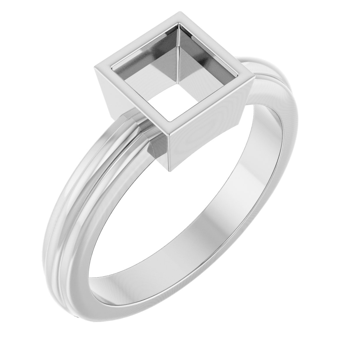 14K White 5.5x5.5 mm Square Ring Mounting