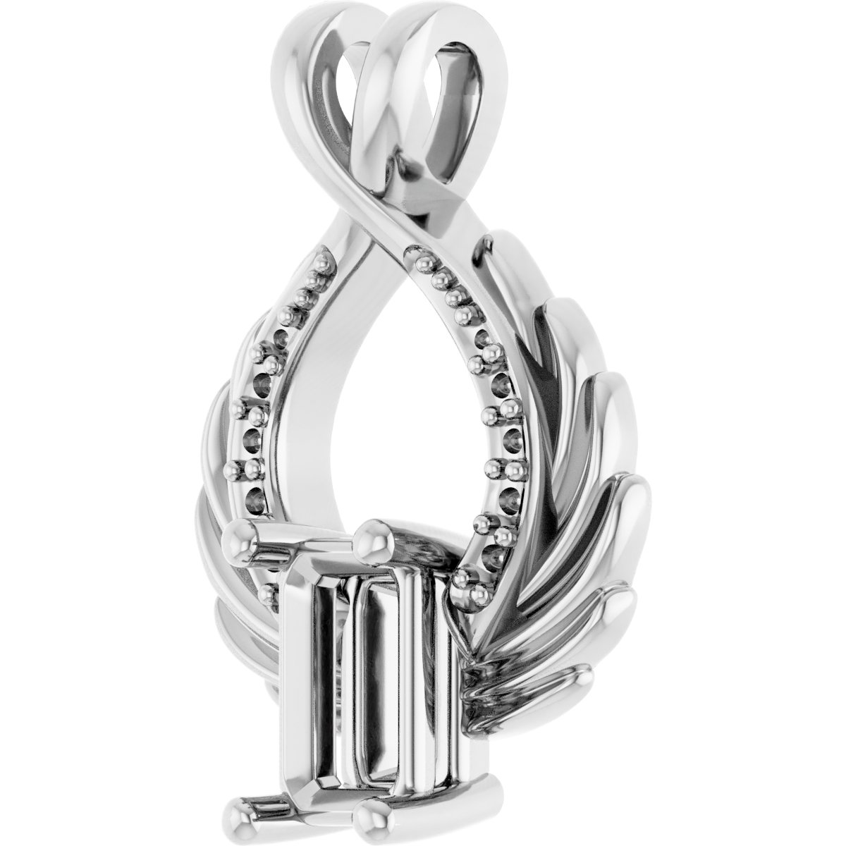 7x7mm::2ctw Square Pendant Mounting view 2