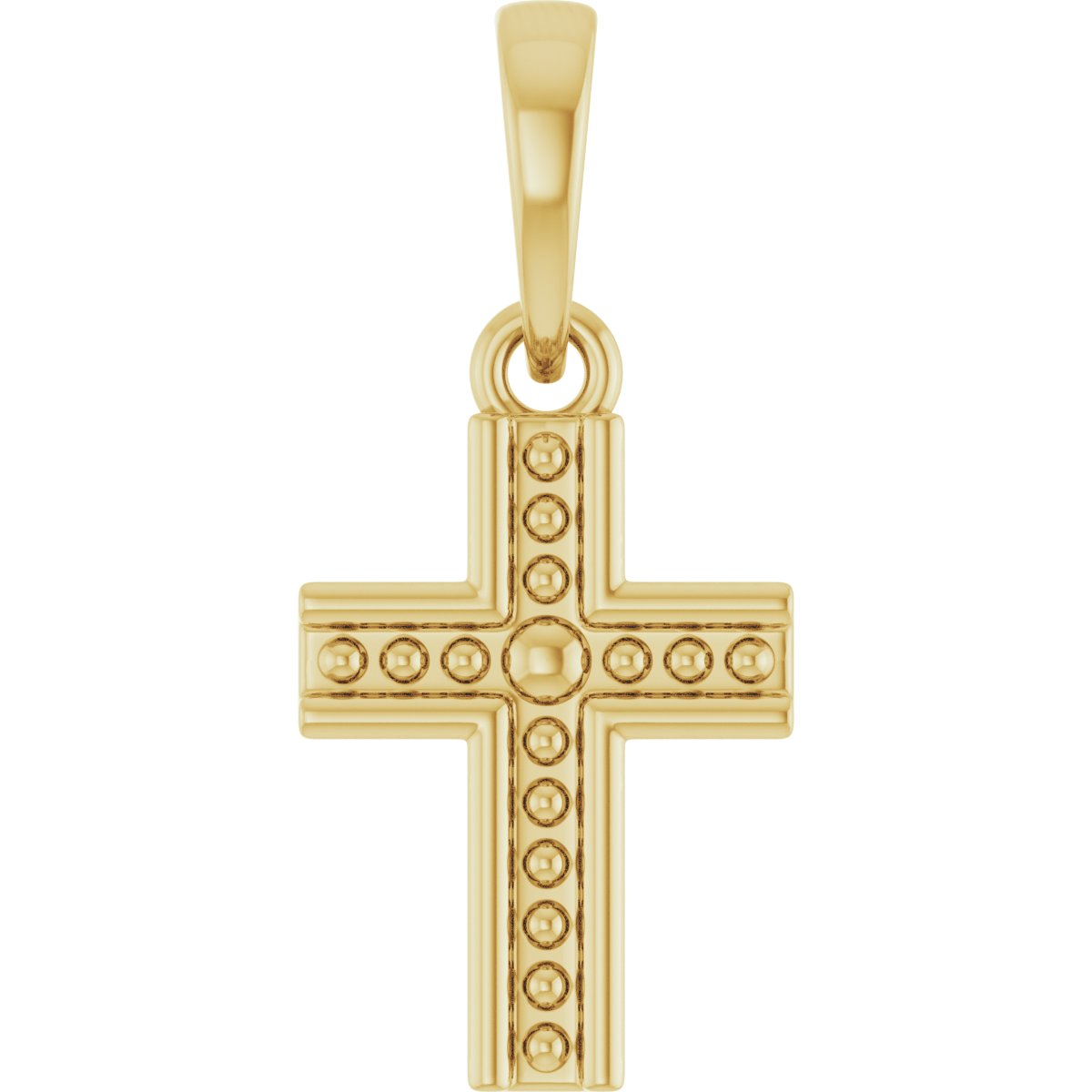 14K Yellow Beaded Cross Pendant