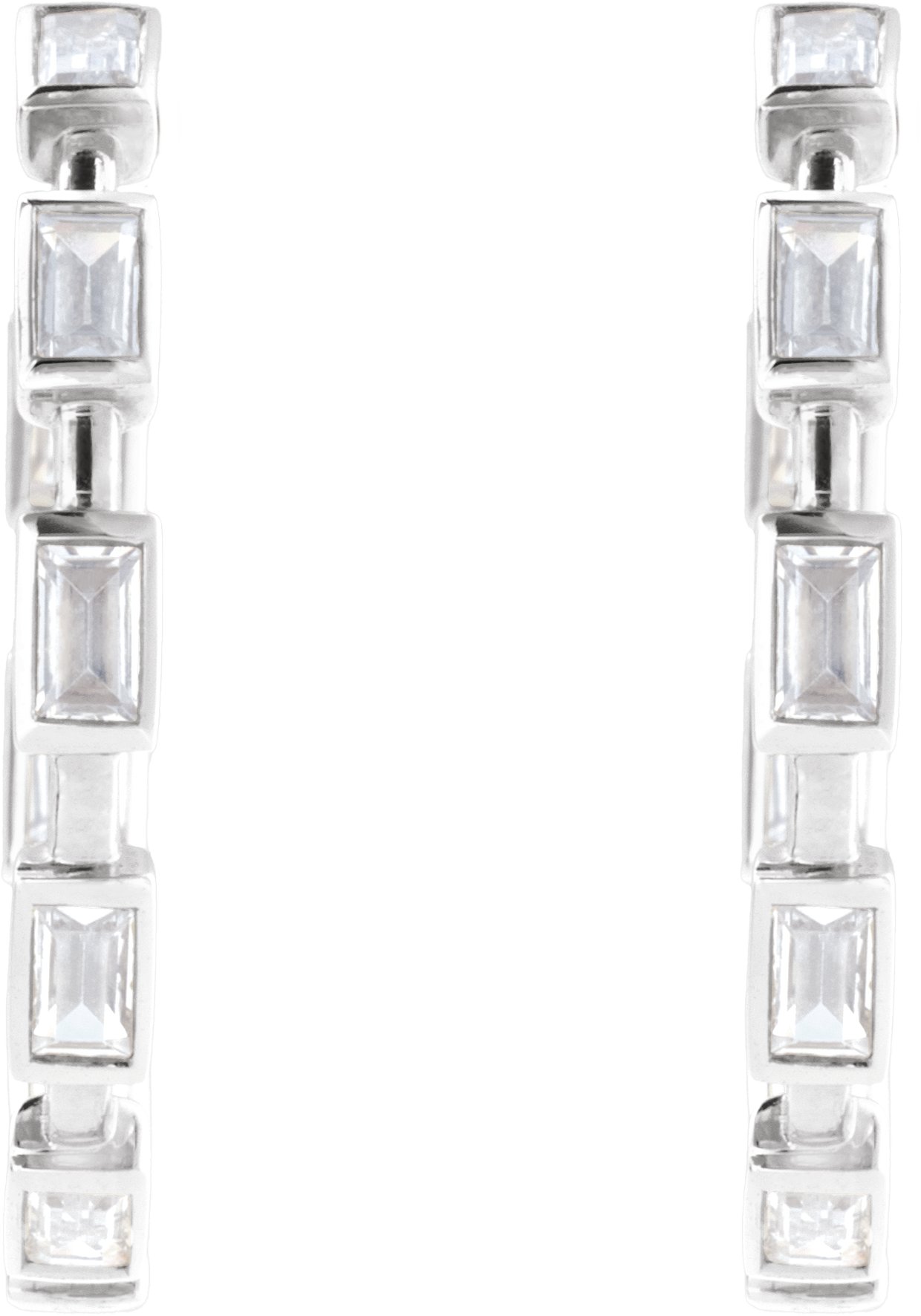 3.5x1.8 mm Straight Baguette 24.5 mm Hoop Earring Mounting view 3