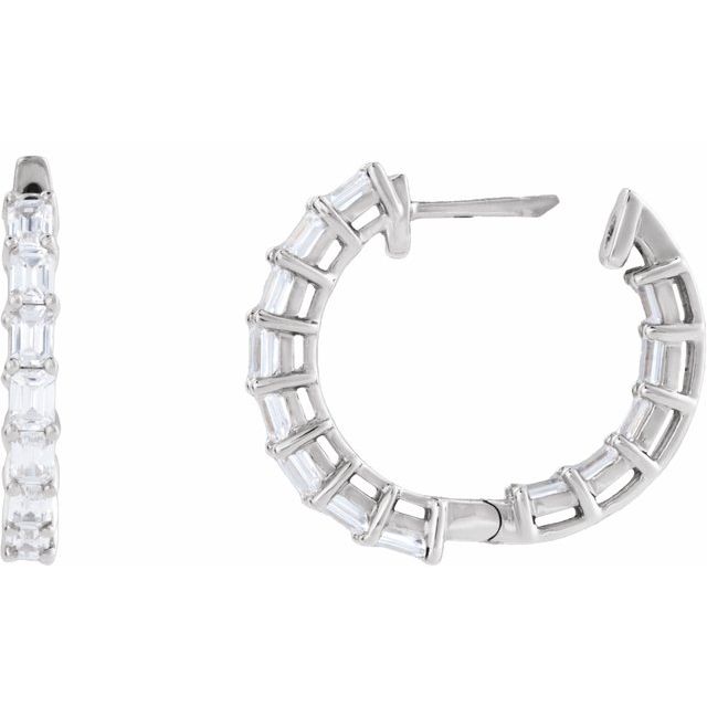 14K White 3 CTW Lab-Grown Diamond Inside-Outside 21.2 mm Hoop Earrings