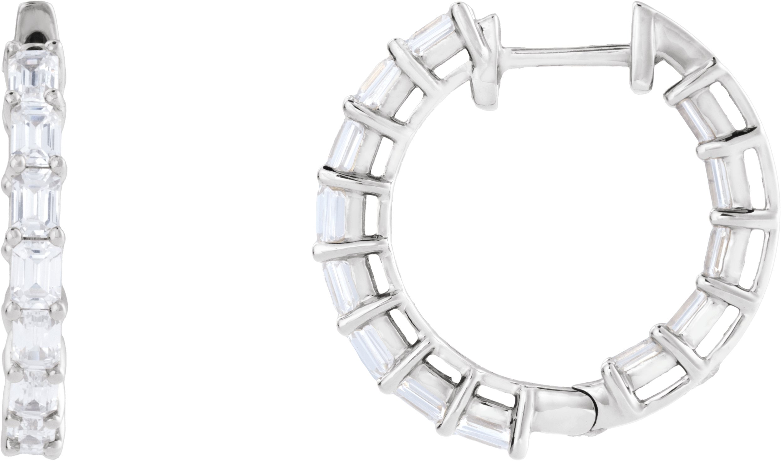 14K White 3 CTW Lab-Grown Diamond Inside-Outside 21.2 mm Hoop Earrings