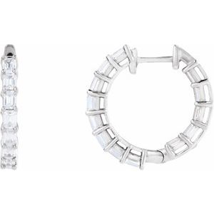 14K White 3 CTW Natural Diamond Inside-Outside 21.2 mm Hoop Earrings