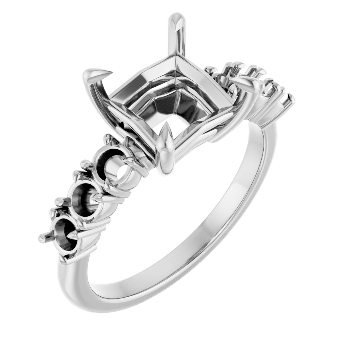 Claw-Prong Accented Engagement Ring