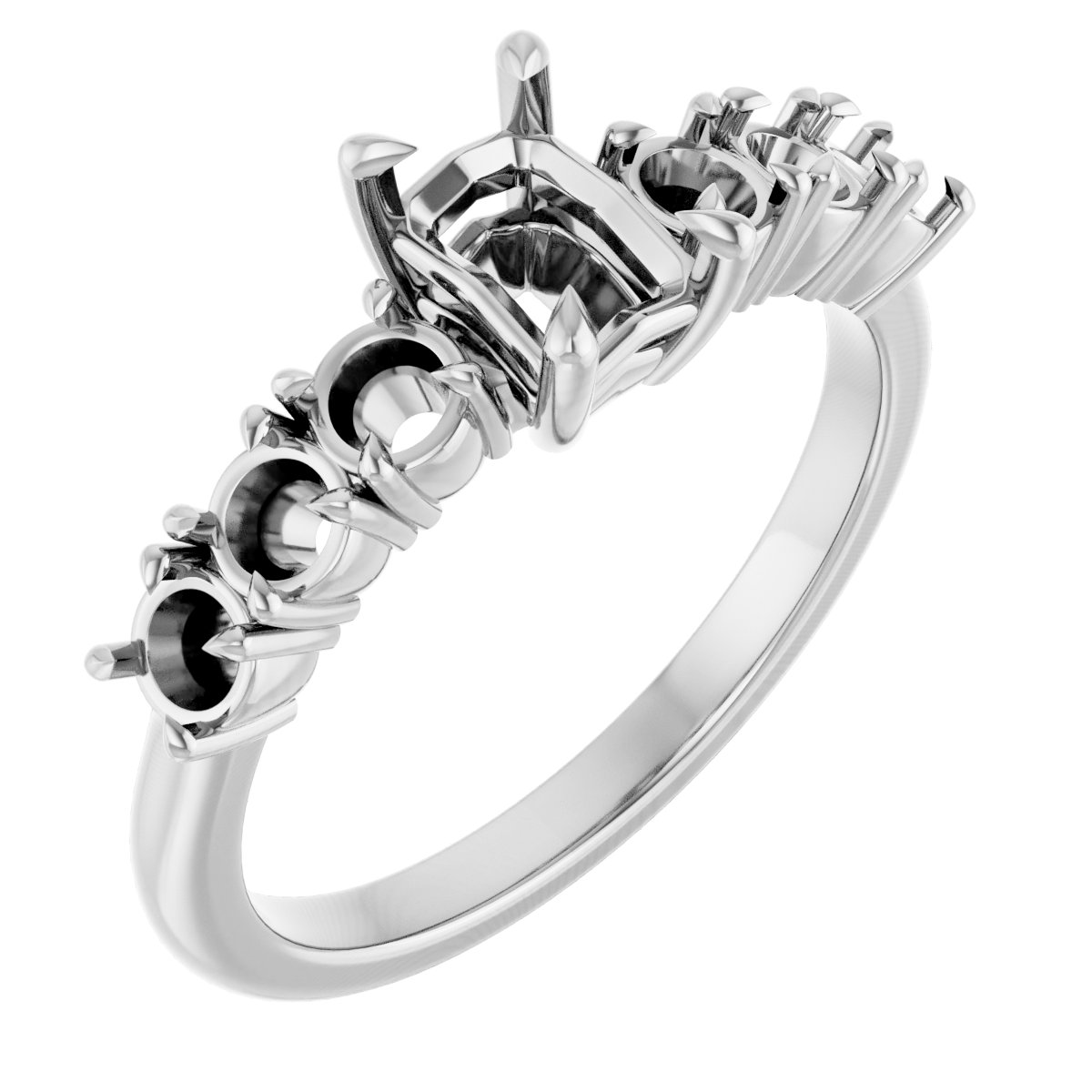 Claw-Prong Accented Engagement Ring