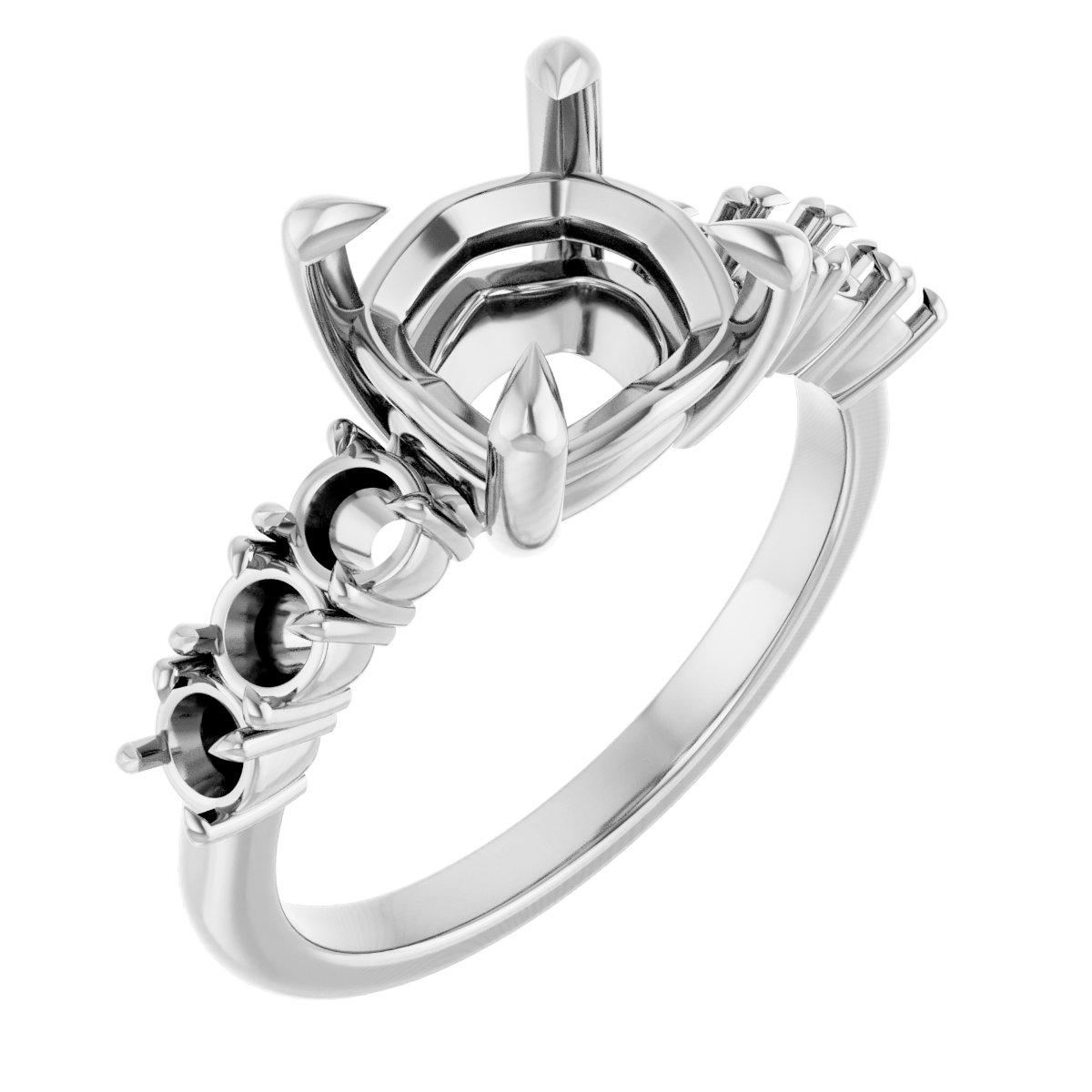 Claw-Prong Accented Engagement Ring