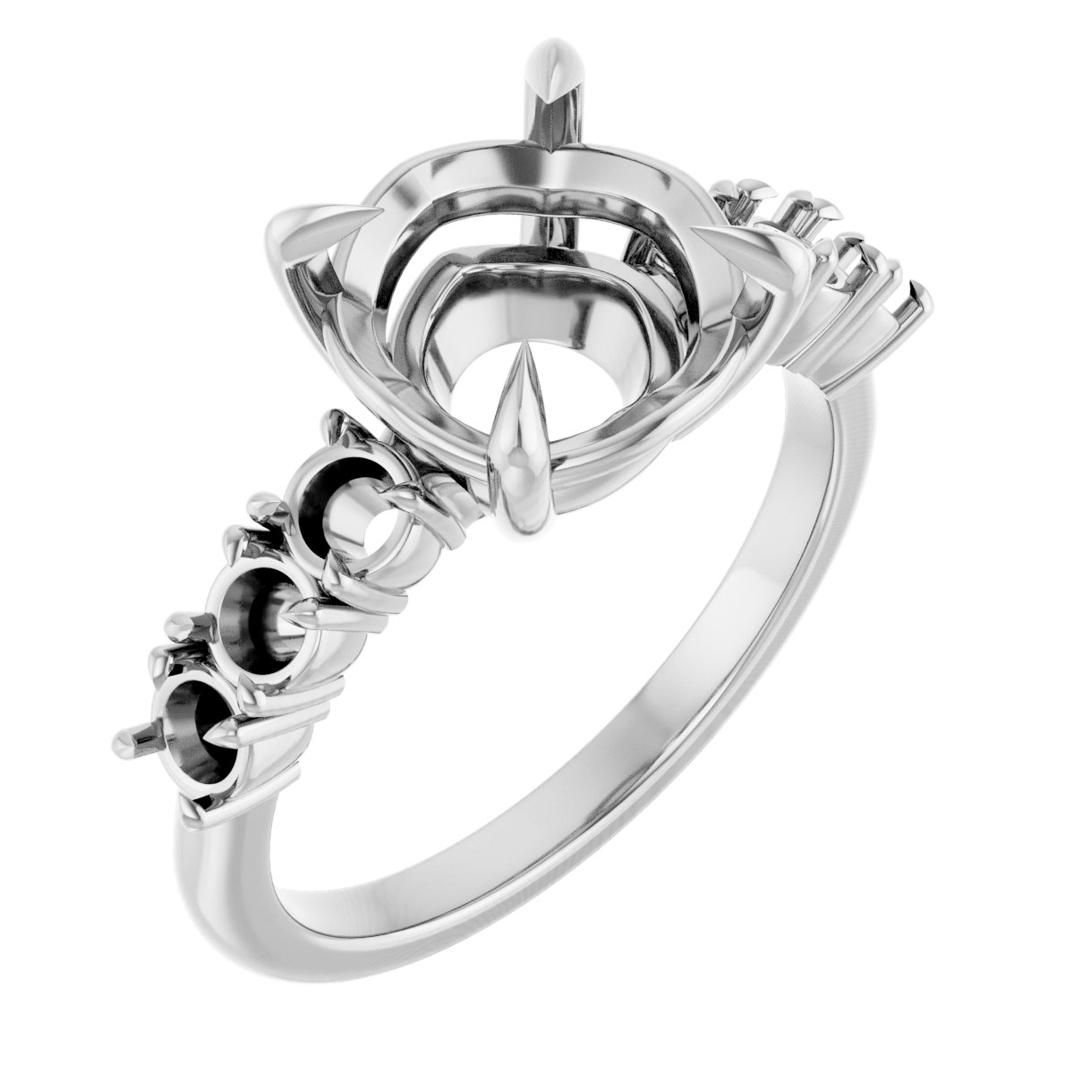 Claw-Prong Accented Engagement Ring