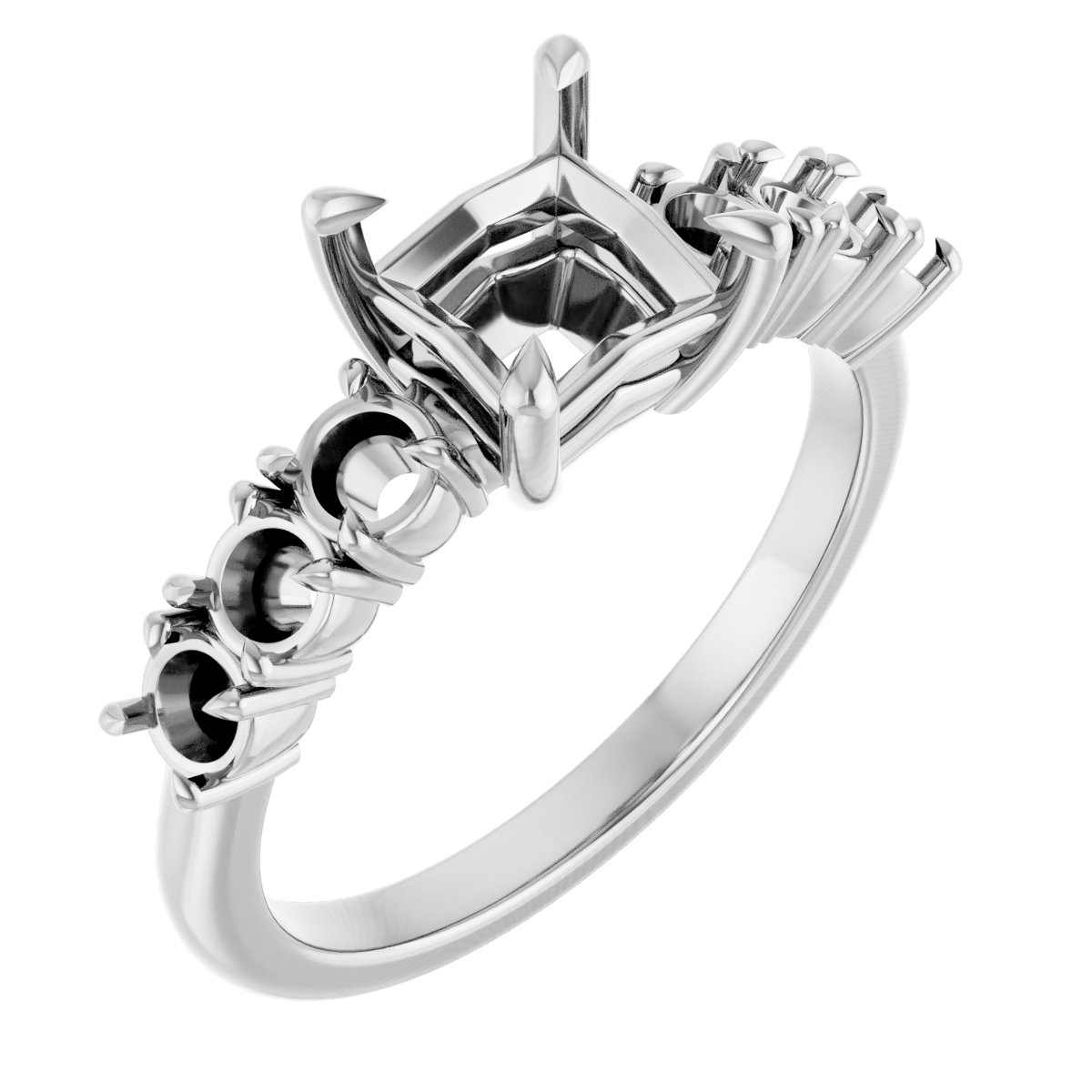 Claw-Prong Accented Engagement Ring