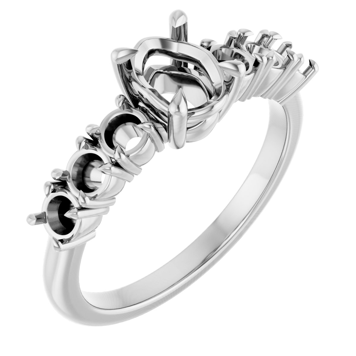 Claw-Prong Accented Engagement Ring