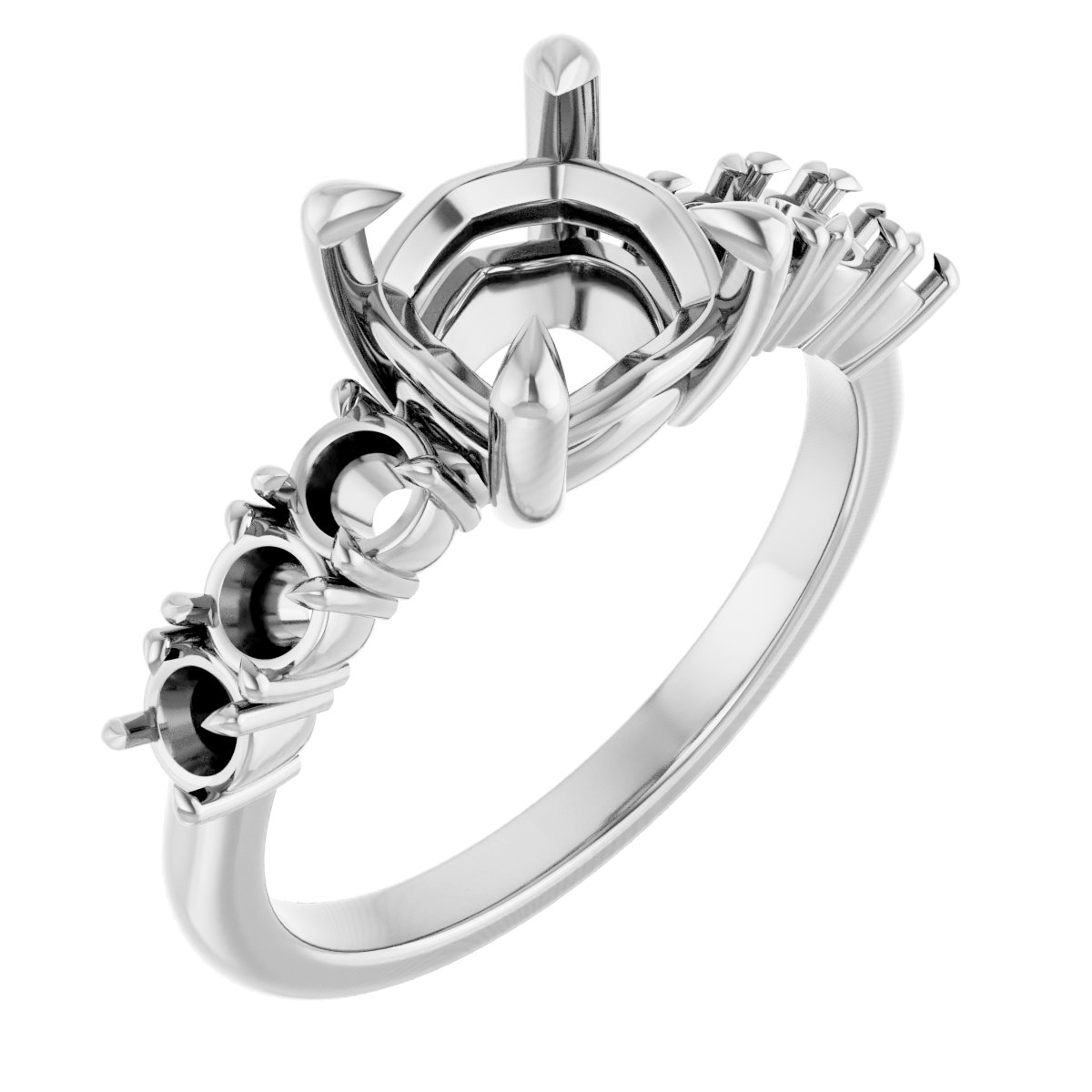 Claw-Prong Accented Engagement Ring