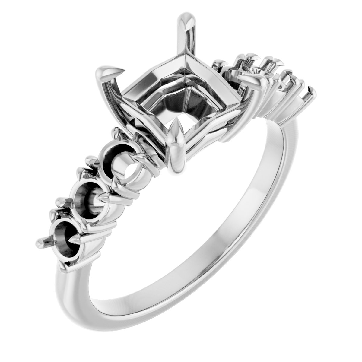 Claw-Prong Accented Engagement Ring