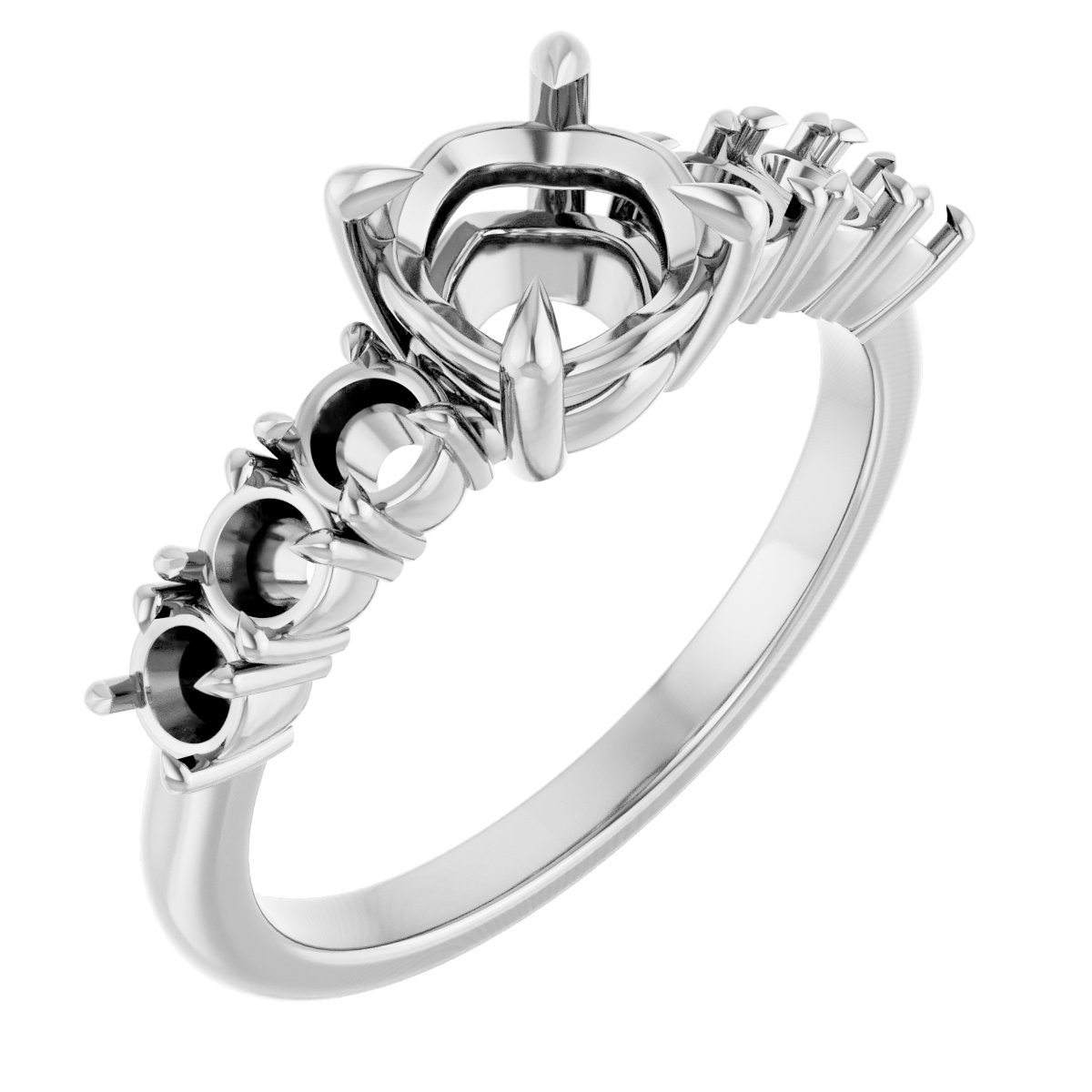Claw-Prong Accented Engagement Ring