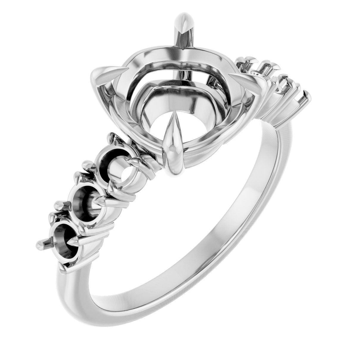 Claw-Prong Accented Engagement Ring