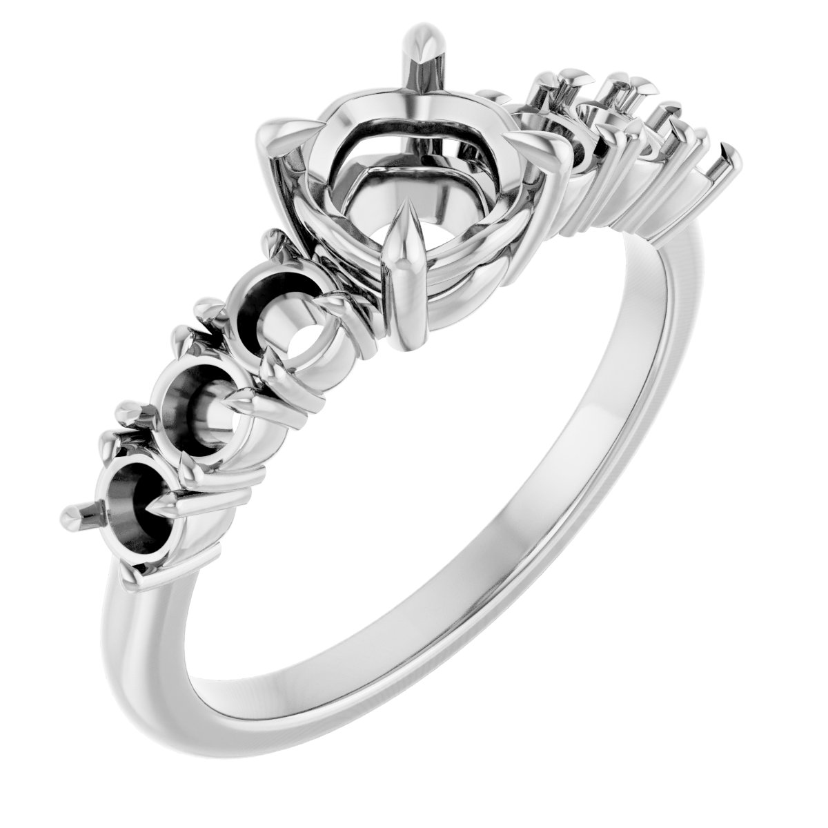 Claw-Prong Accented Engagement Ring