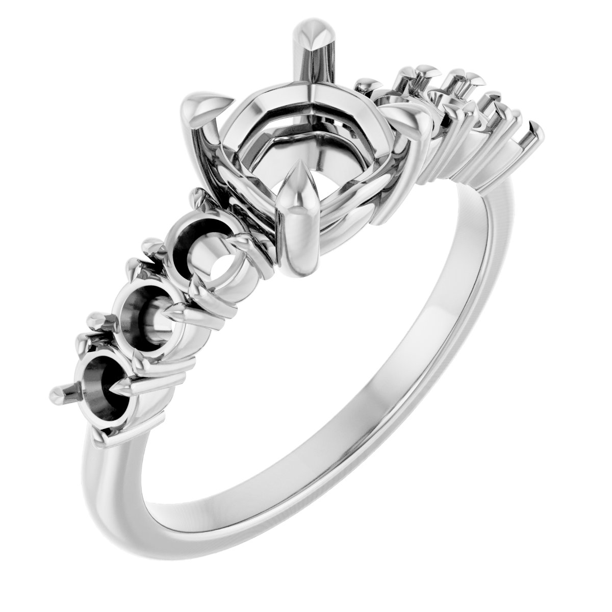 Claw-Prong Accented Engagement Ring