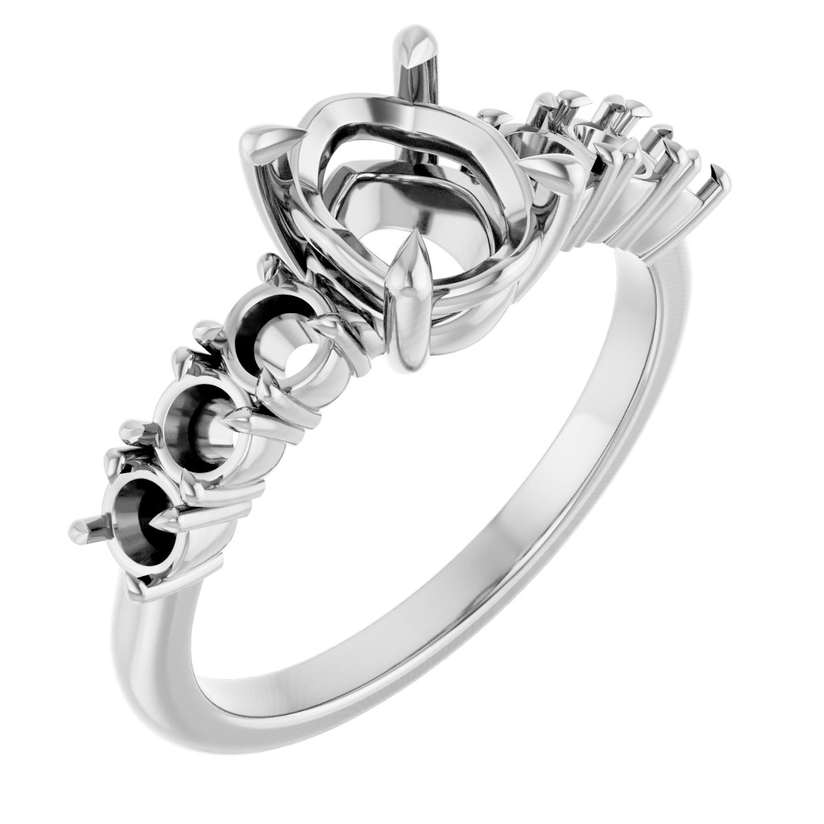 Claw-Prong Accented Engagement Ring