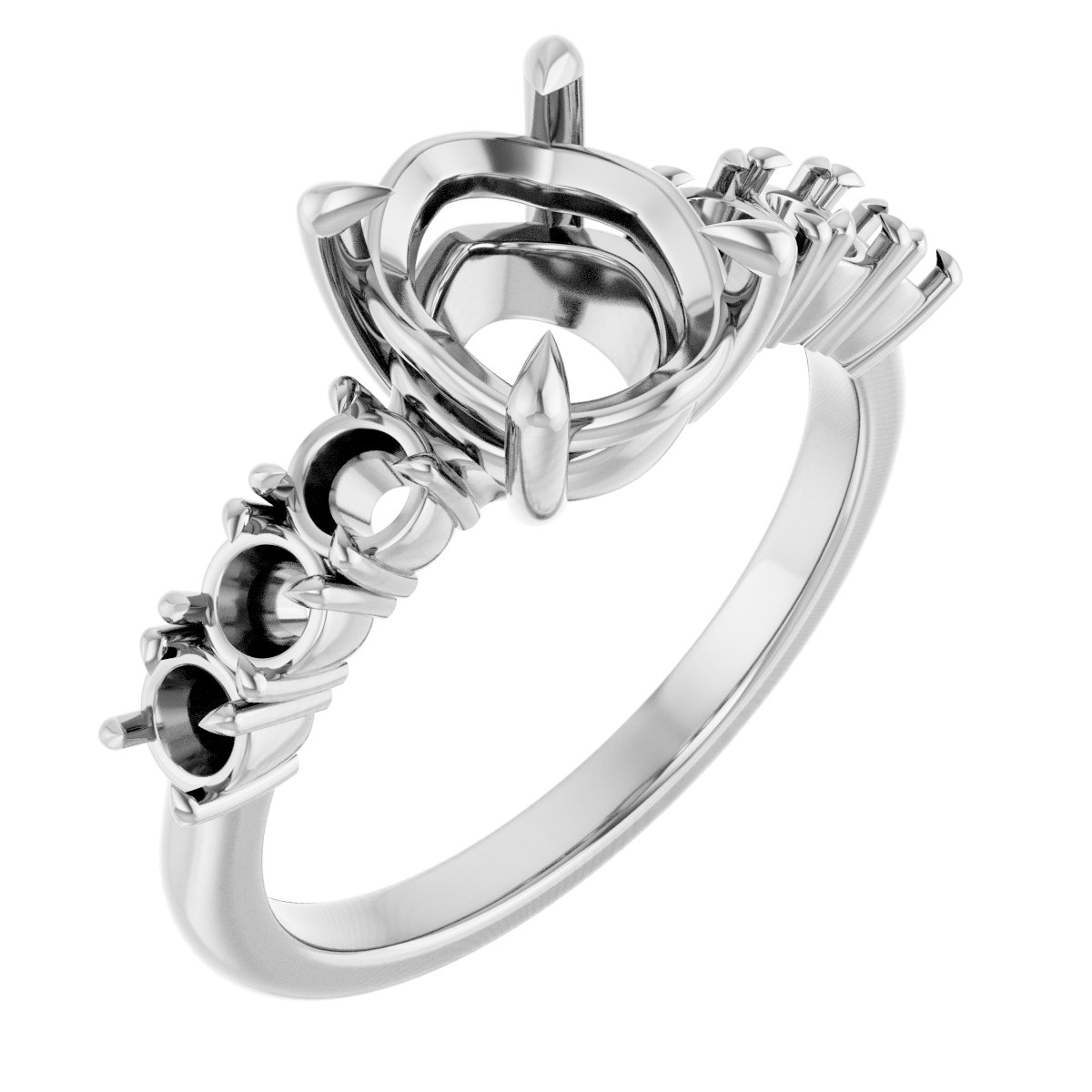 Claw-Prong Accented Engagement Ring