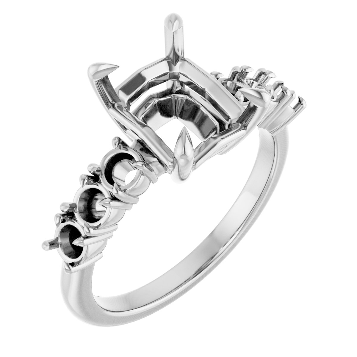 Claw-Prong Accented Engagement Ring