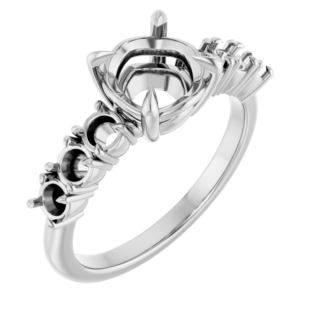 Claw-Prong Accented Engagement Ring