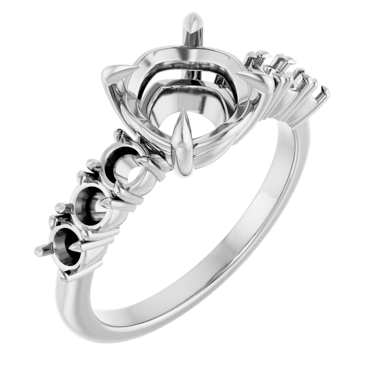 Claw-Prong Accented Engagement Ring