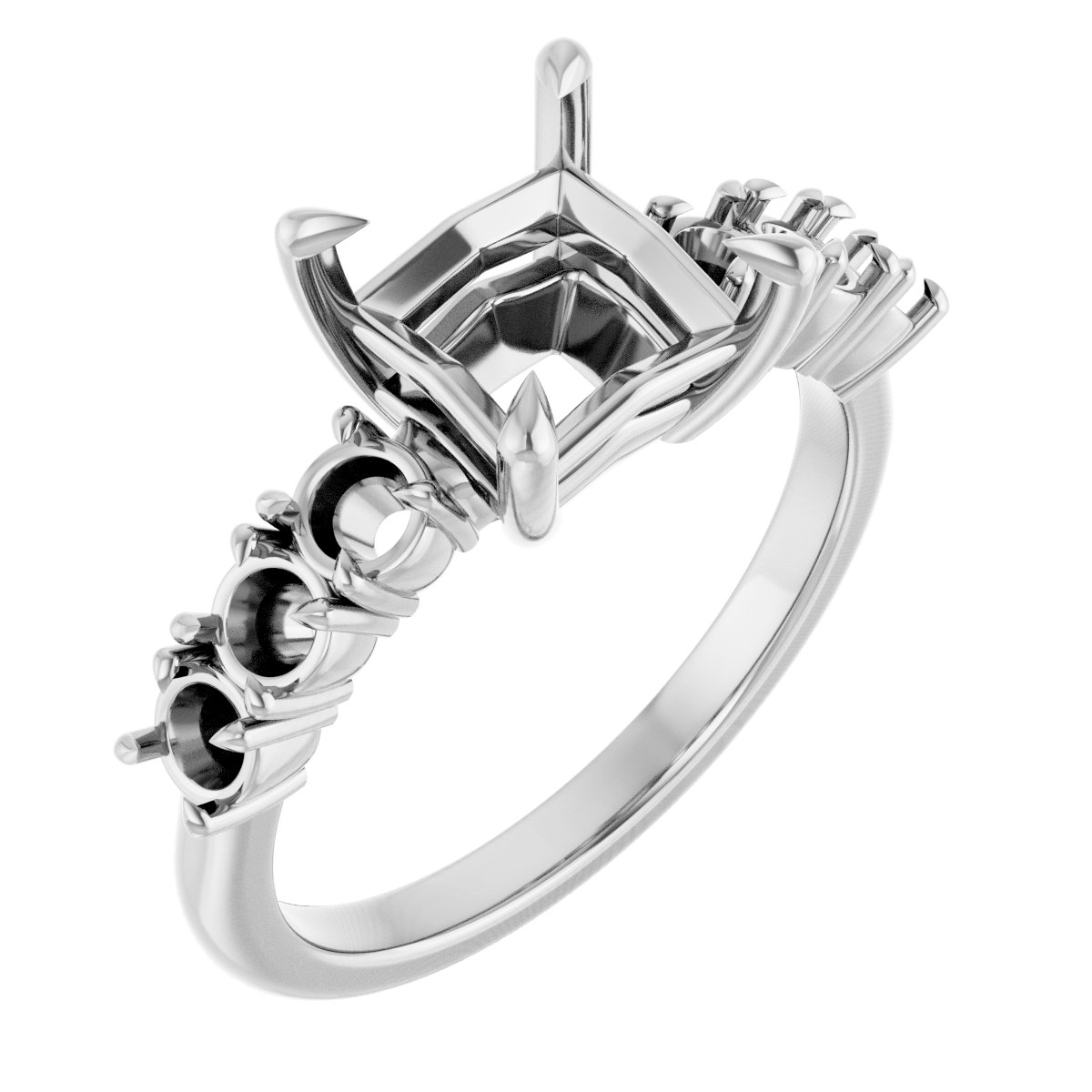 Claw-Prong Accented Engagement Ring