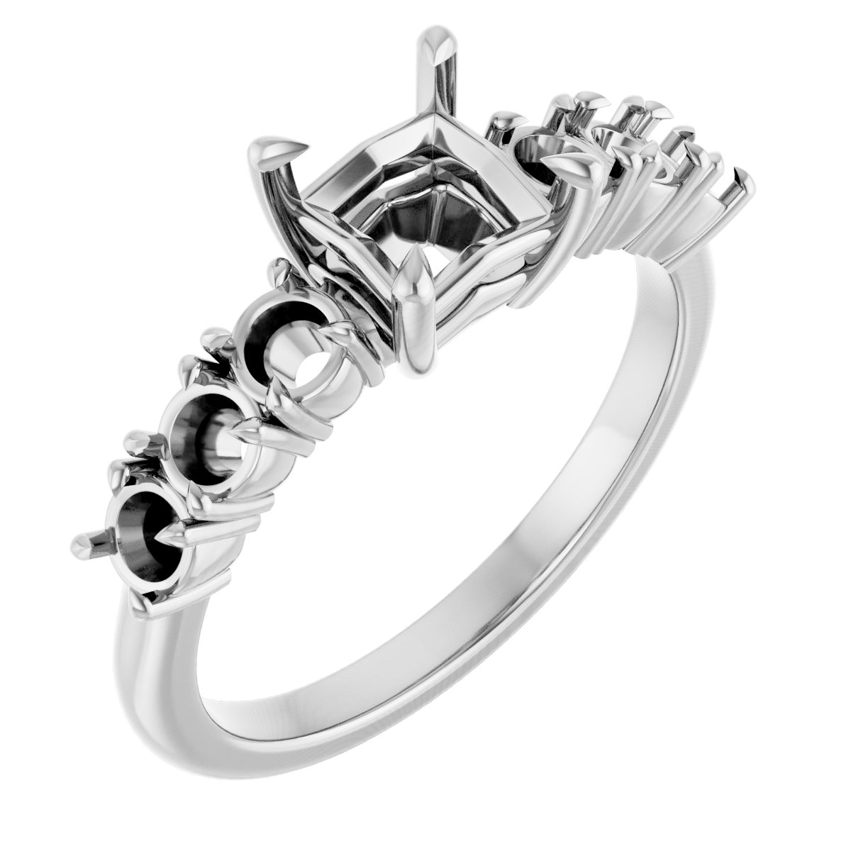 Claw-Prong Accented Engagement Ring