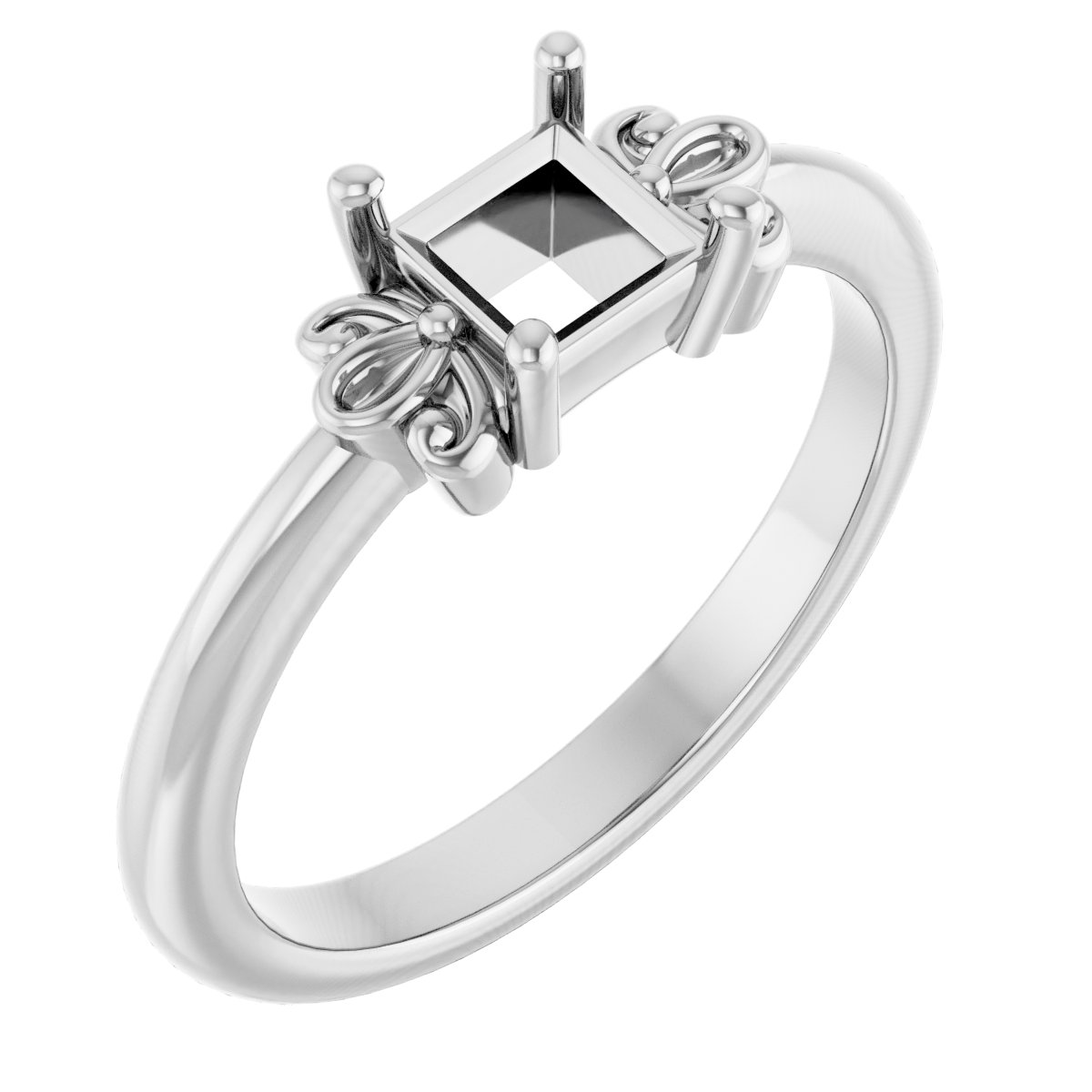 14K White 4.5 mm Square Ring Mounting