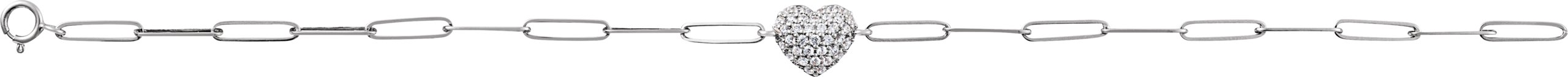 14K White 1/3 CTW Natural Diamond Heart & Paperclip-Style 7 Bracelet