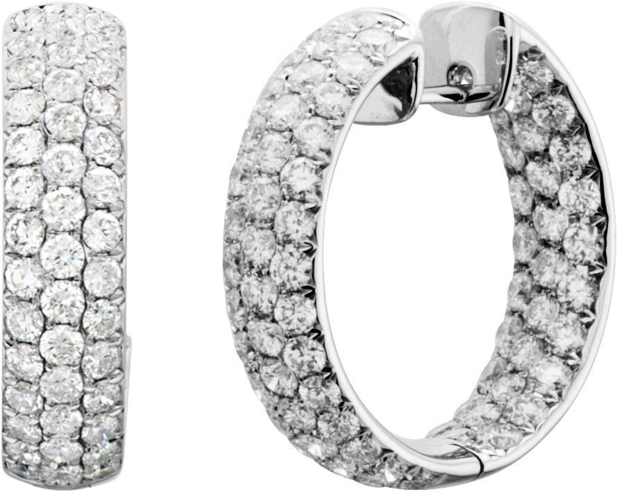 Alternative view of 4 CTW Natural Diamond Inside-Outside Hinged Hoop Earrings – 18K White Gold