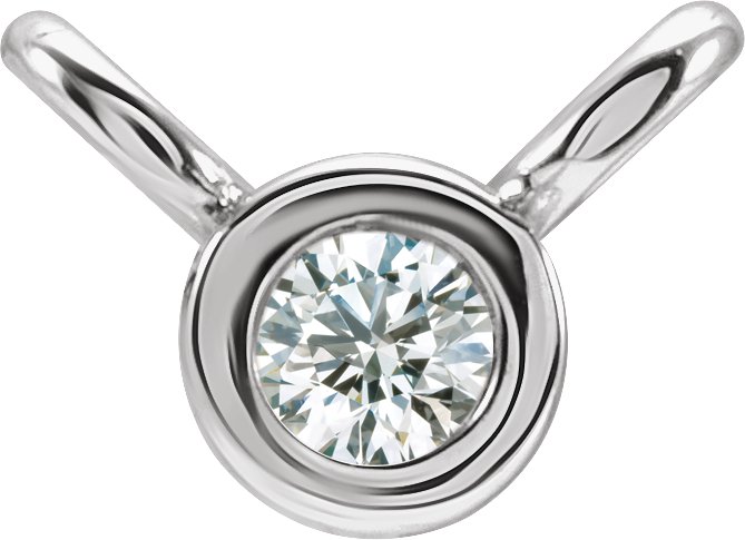 14K White .02 CT Natural Diamond Bezel-Set Necklace Center