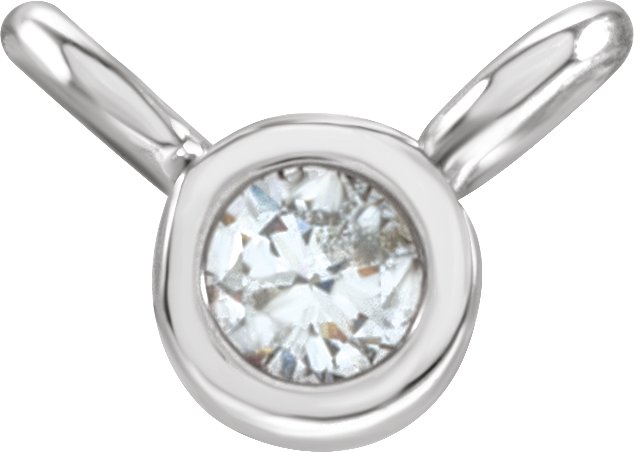 14K White .015 CT Natural Diamond Bezel-Set Necklace Center