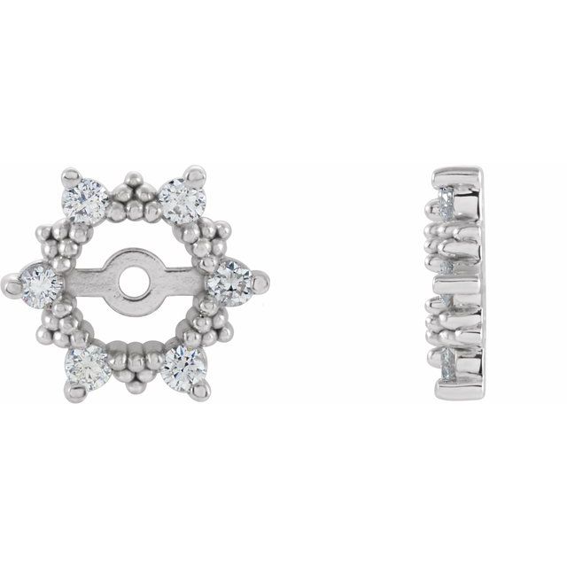 14K White 1/5 CTW Diamond Earring Jackets with 4.5mm ID