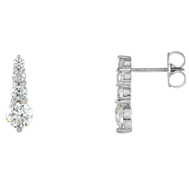 18K White 1 CTW Natural Diamond Graduated Earrings